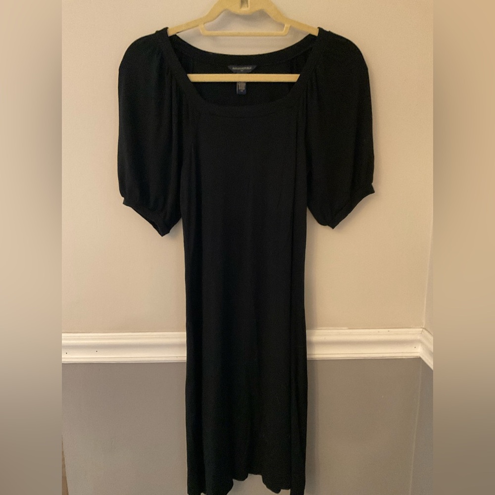 Banana Republic Black Jersey Puffer Sleeve Dress